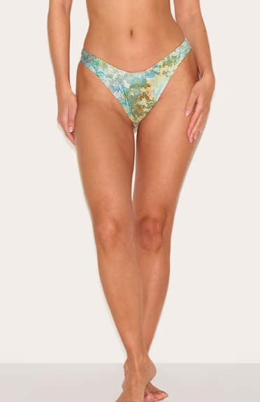 Plt - Green Mottled Print High Leg Bikini Bottoms