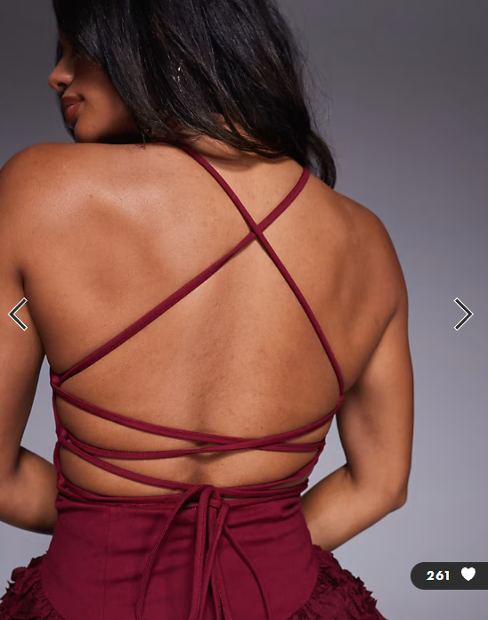 ASOS LUXE 3d flower halter mini dress in dark cherry