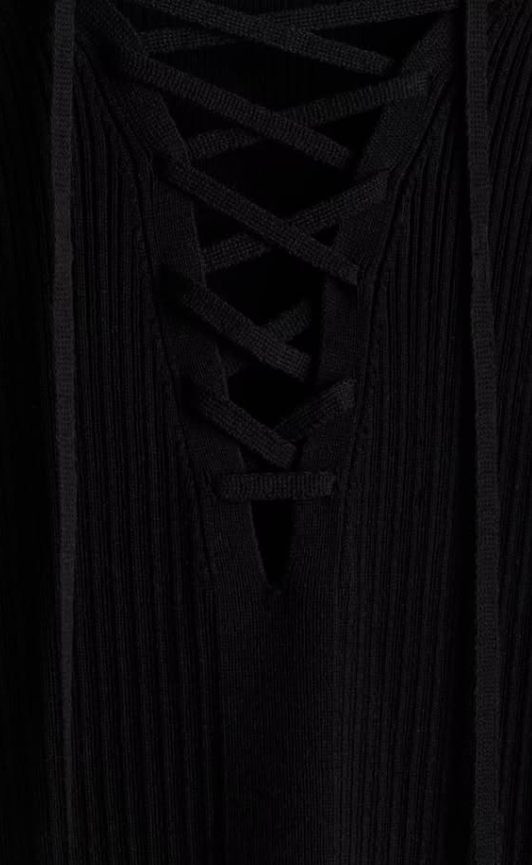 H&M - LACING-DETAIL RIB-KNIT TOP