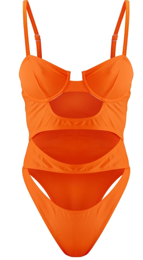 Orange Underwired Cut Out Swimsuit