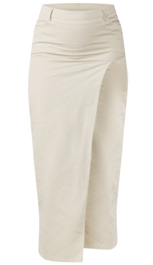 Plt - Stone Twill Split Thigh Midaxi Skirt