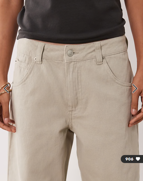 ASOS DESIGN Petite low rise baggy jean in neutral