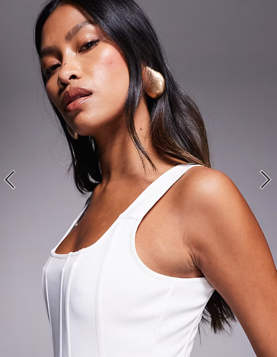 ASOS DESIGN corset top with boning in ivory