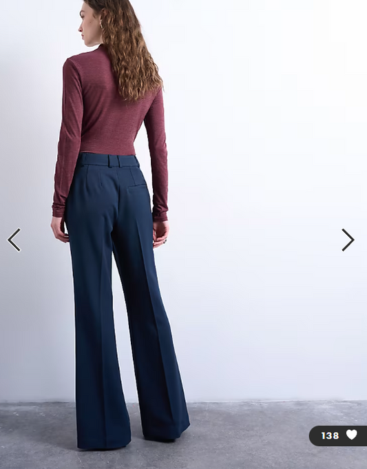 Topshop co ord tailored flare trouser in navy