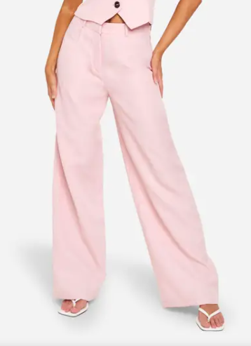 boohoo Textured Wide Leg Tailored Trousers
