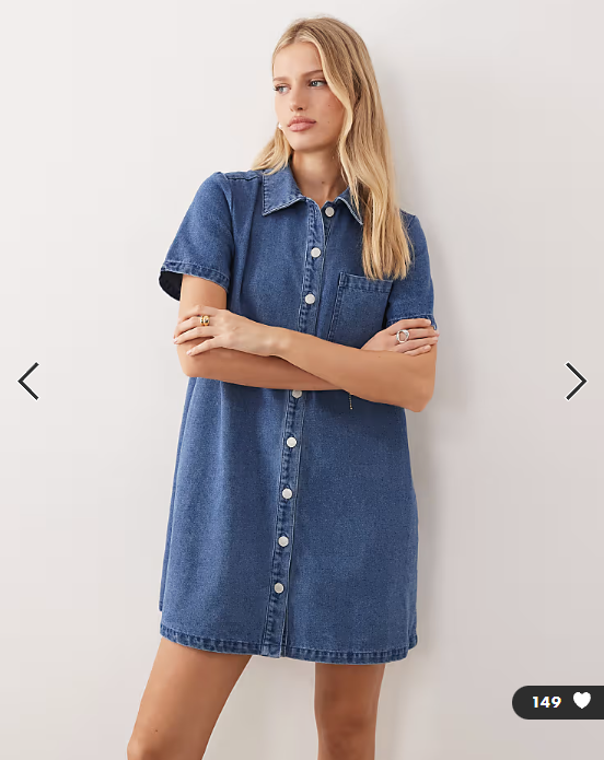 JJXX boxy denim dress in mid blue