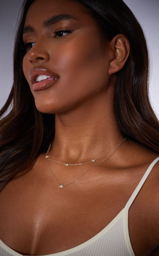 Real Gold Plated Star Diamante Necklace