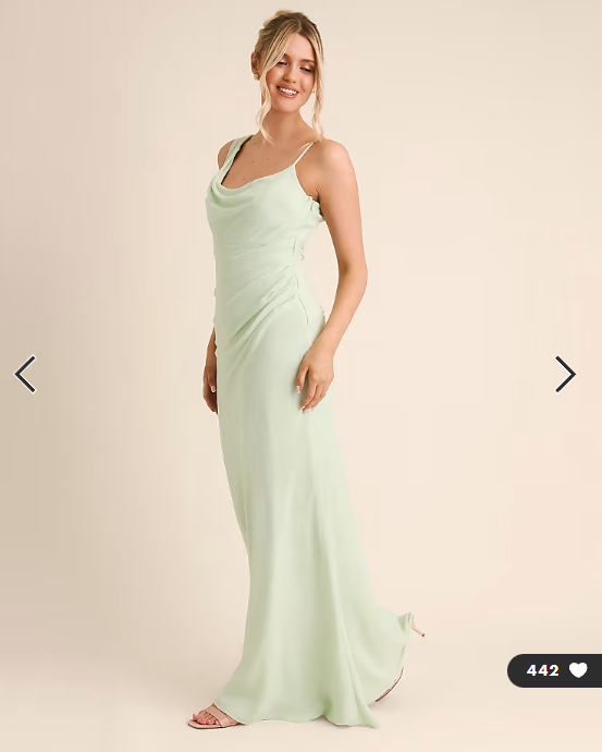 Six Stories Bridesmaid crepe asymmetric cowl neck maxi dress in mint green