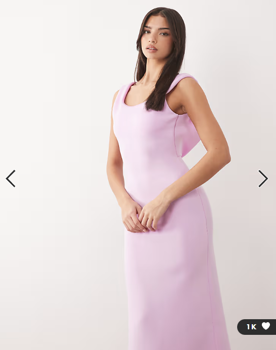 ASOS DESIGN structured scoop neck maxi dress with open back in lilac scuba-style fabric 