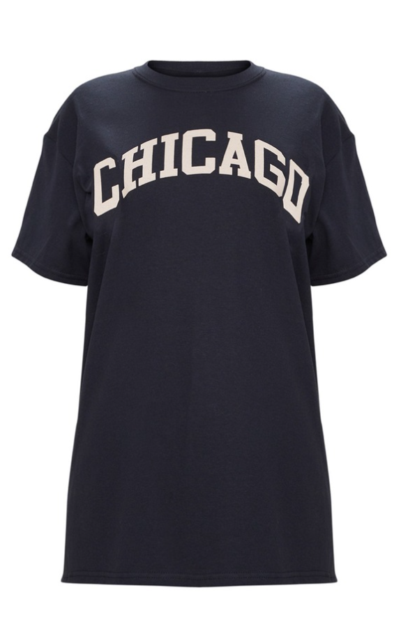 Black Chicago Graphic Oversized T Shirt