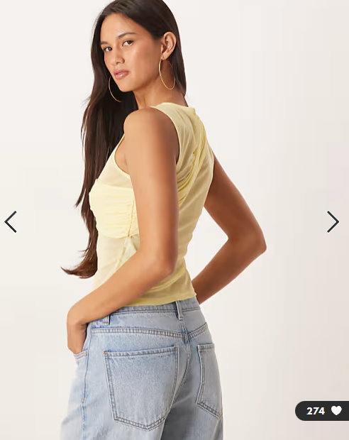 ASOS DESIGN sheer mesh layered twist vest top in yellow