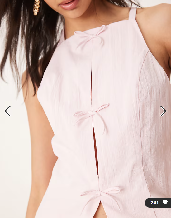 Mango halterneck slim fit structured top with cut out bow detail in pastel pink