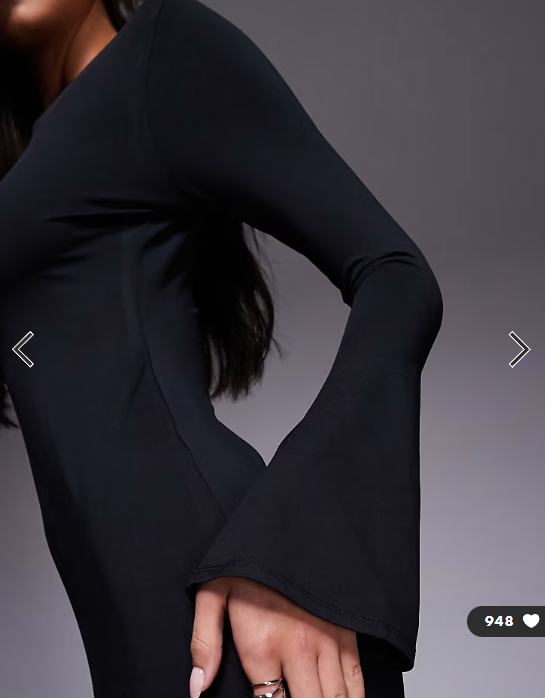 ASOS DESIGN slash neck fluted sleeve maxi dress in black