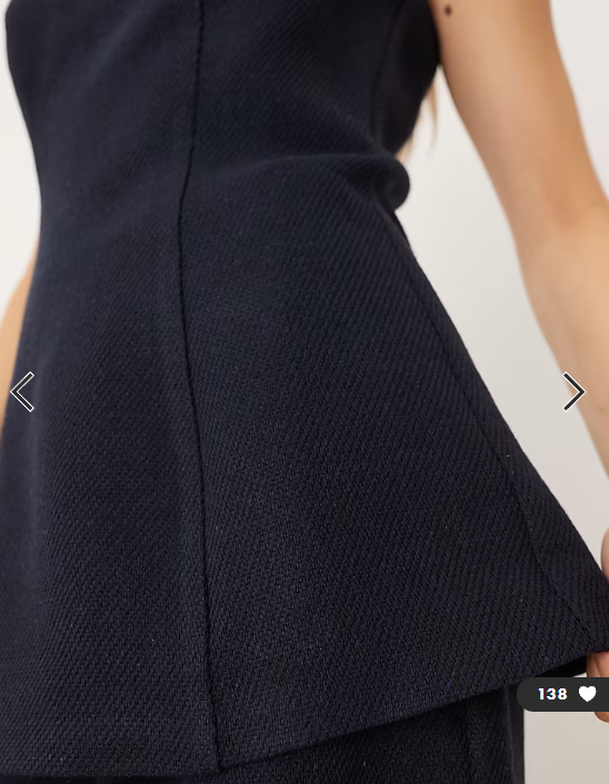 ASOS DESIGN tailored boucle bandeau top co-ord in navy