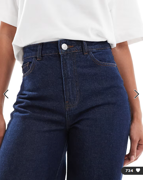 Pieces Selma high waisted wide leg jeans in dark blue denim