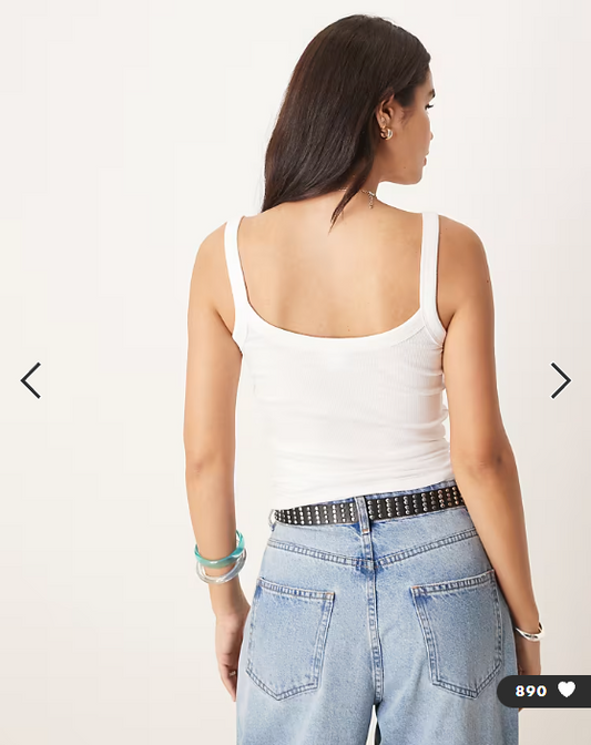 Gina Tricot rib singlet top in white