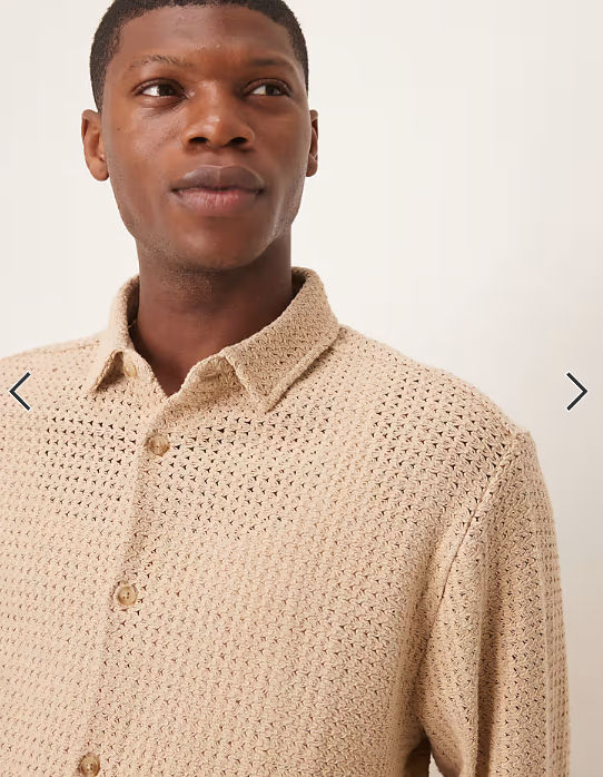 ASOS DESIGN boxy oversized shirt with knitted textured in stone