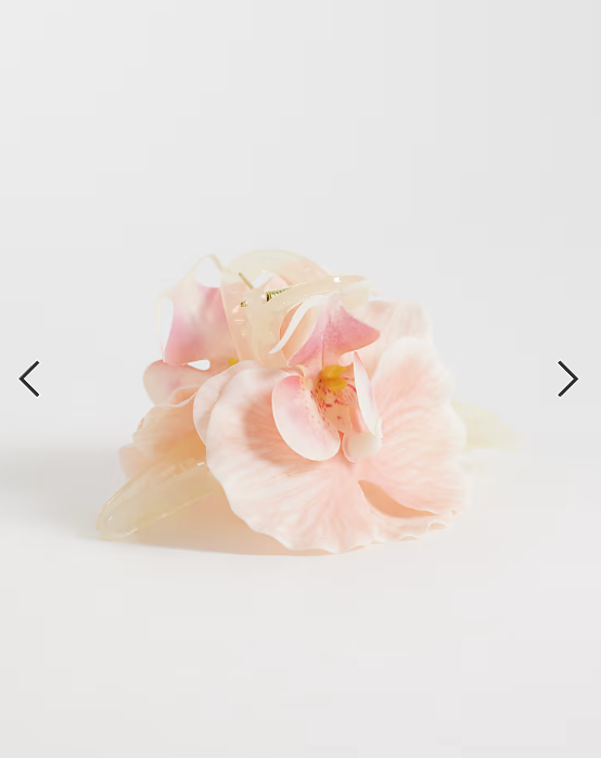 Pieces 3d floral hair claw in cherry blossom pink