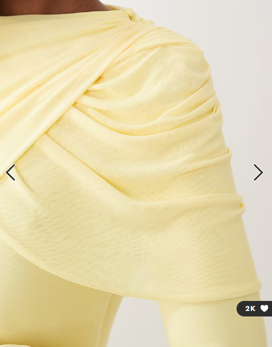 ASOS DESIGN modesty mesh maxi dress with overlay draped neckline detail in lemon