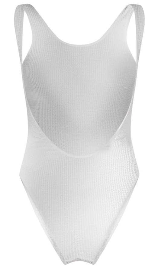 White Crinkle Low Scoop Back Swimsuit
