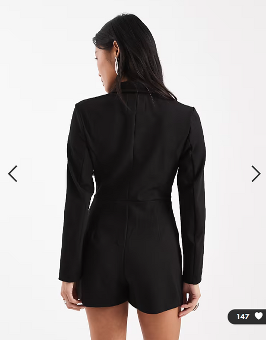 ONLY Petite blazer playsuit in black