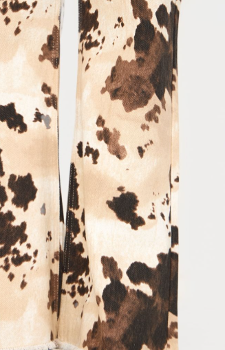 Brown Cow Print Denim Wide Leg Jean