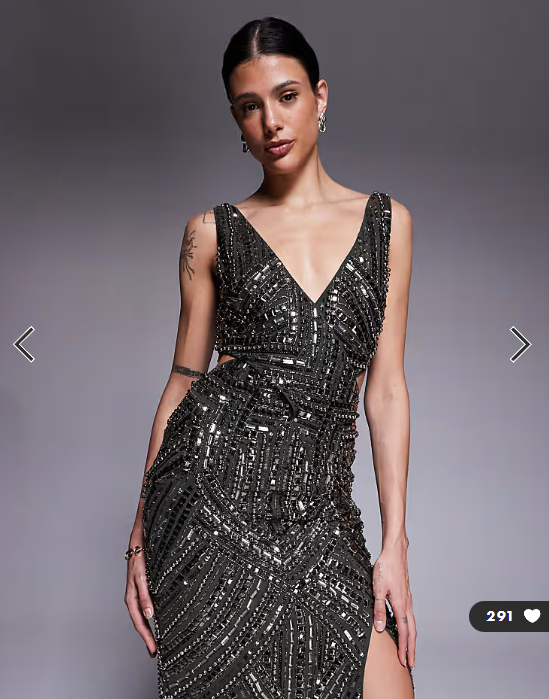 ASOS DESIGN Tall cutout waist embellished midi dress in dark khaki