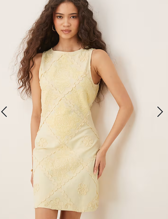 ASOS DESIGN crochet patchwork sleeveless mini dress in buttermilk