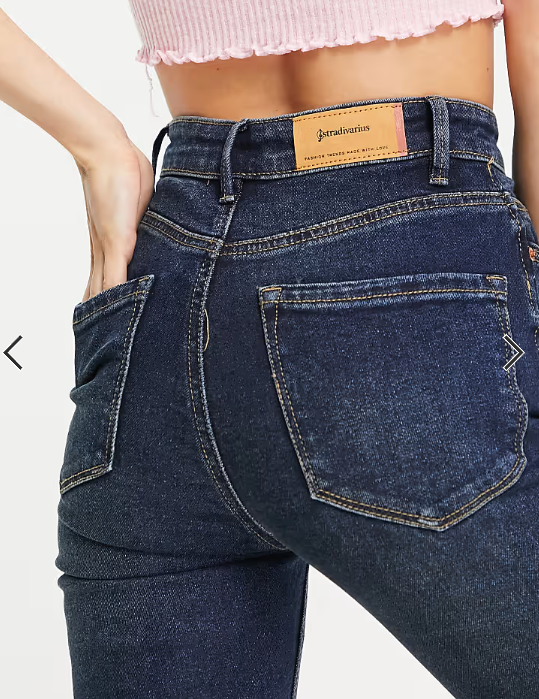 Stradivarius Petite super high waist skinny jeans in dark wash