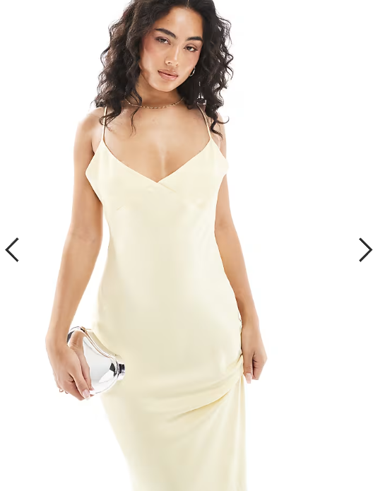 ASOS DESIGN satin tie back maxi dress in buttermilk