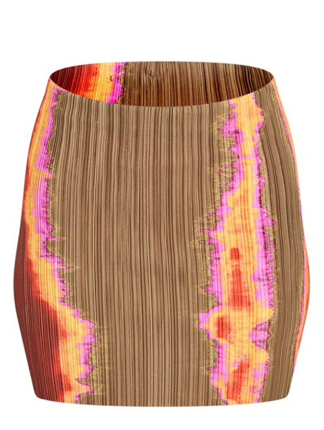 Multi Tie Dye Print Plisse Micro Mini Skirt