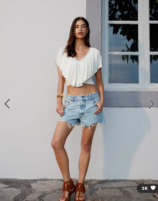 ASOS DESIGN crinkle tie back cape top in ecru