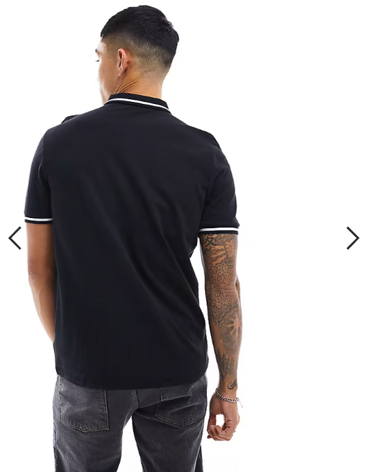 New Look tipped polo in black