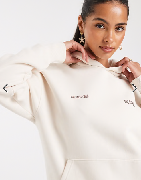 Cotton On plush graphic hoodie in coconut milk