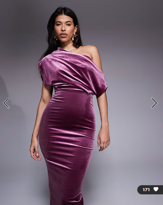 ASOS DESIGN velvet dramatic neckline midi dress in dusky rose