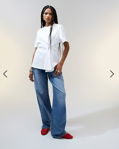 ASOS DESIGN pleat tuck detail t-shirt in white