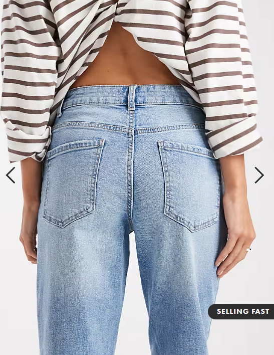 ASOS DESIGN slim fit mom jeans in mid blue