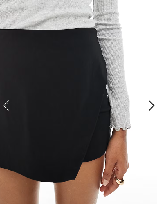 ASOS DESIGN asymmetric wrap bengaline skort in black