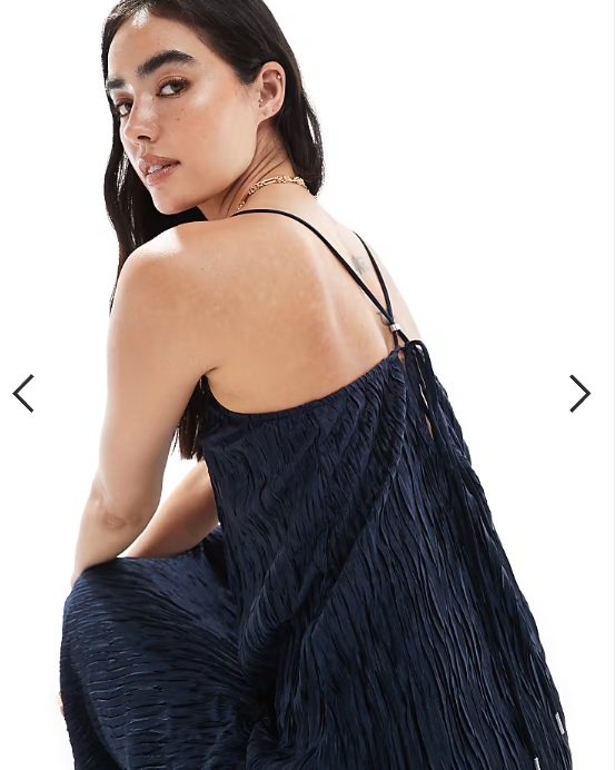 Vero Moda textured plisse cami maxi dress in navy