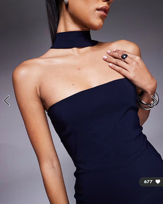 Vesper bengaline choker detail fishtail maxi dress in navy