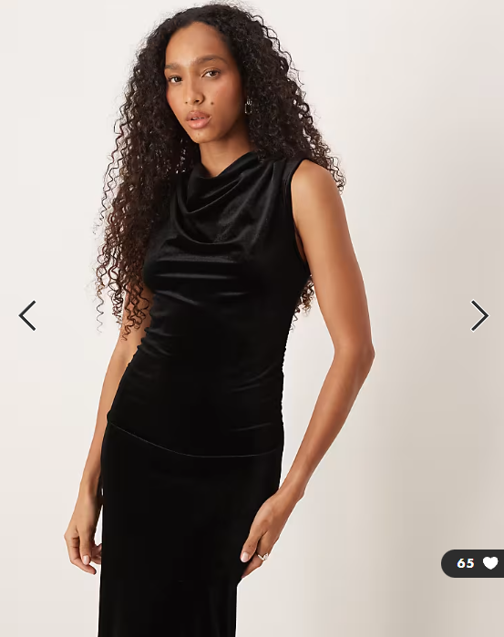 Vila high neck velvet ruched maxi dress in black