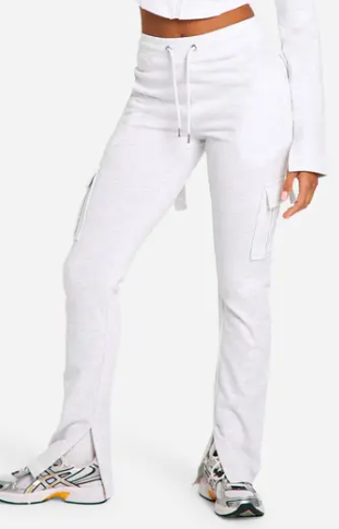 boohoo Slim Fit Cargo Pocket Split Hem Jogger