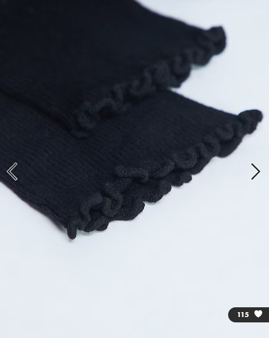 Topshop ribbed frill socks in black