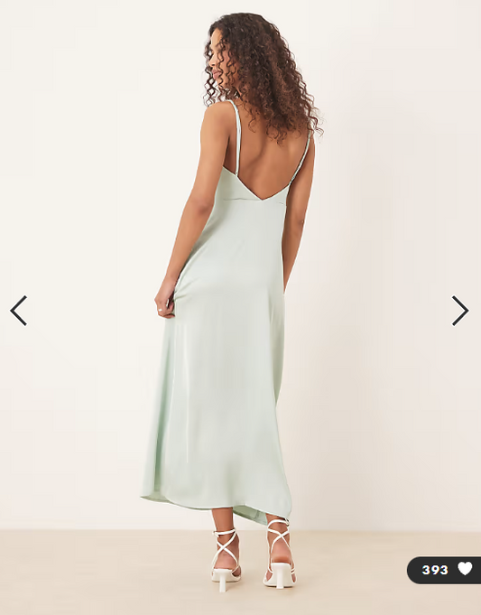 Vila satin cowl neck maxi dress in light green