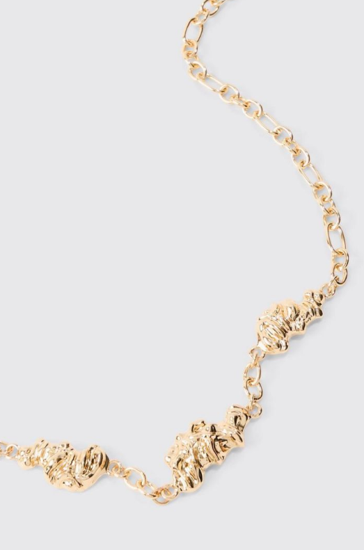 Melted Chain Detial Necklace In Gold - gold