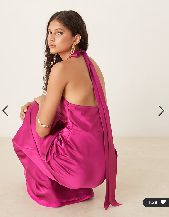 Six Stories twist front satin maxi dress in fuchsia
