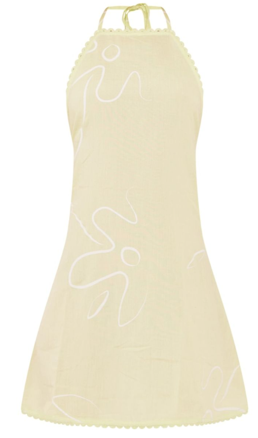 Lime Daisy Print Halterneck Shift Dress