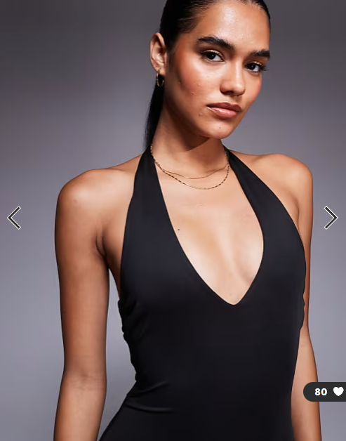Princess Polly Spicy bodycon halterneck plunge maxi dress in black