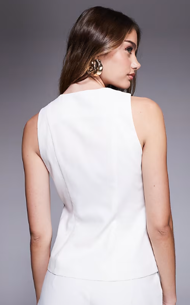 Asos / Kaiia jexclusive cotton blend sleeveless high neck split front waistcoat in cream