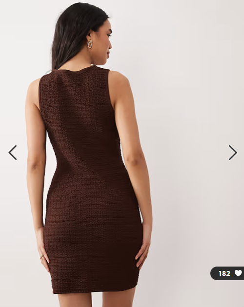 Miss Selfridge textured knit shift mini dress in chocolate